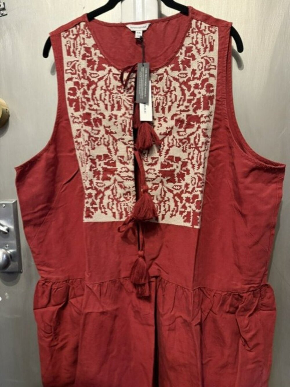 Retro Embroidered Tencel & Linen Mini Dress - Picture 8 of 16